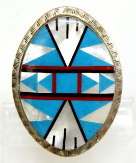 Appraisal: Zuni Native American Silver The oval slide with a silver-tone