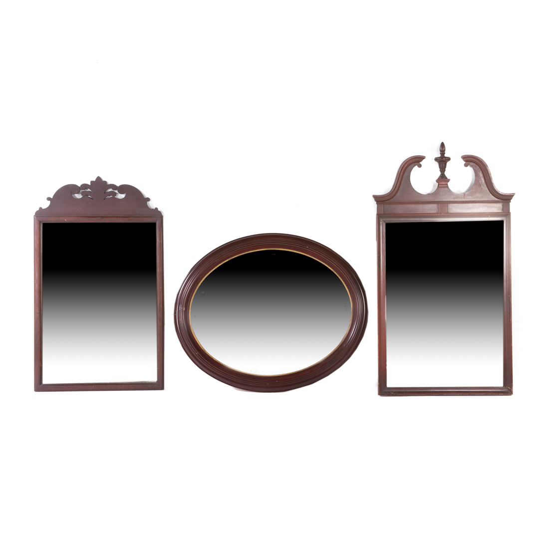 Appraisal: Two Federal style mirrors and an oval mirror x in