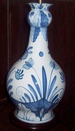 Appraisal: A modern Delft blue and white 'Isis' lamp painted with