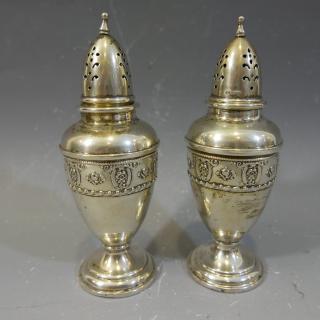 Appraisal: STERLING SILVER SALT AND PEPPER SHAKERS GRAMS NO RESERVE ON