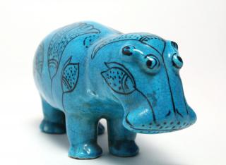 Appraisal: William the Hippo Italian Porcelain Model Bright blue glaze after