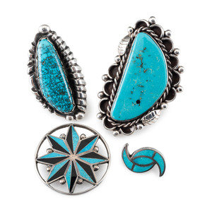 Appraisal: Collection of Navajo and Zuni Brooches and Rings third quarter