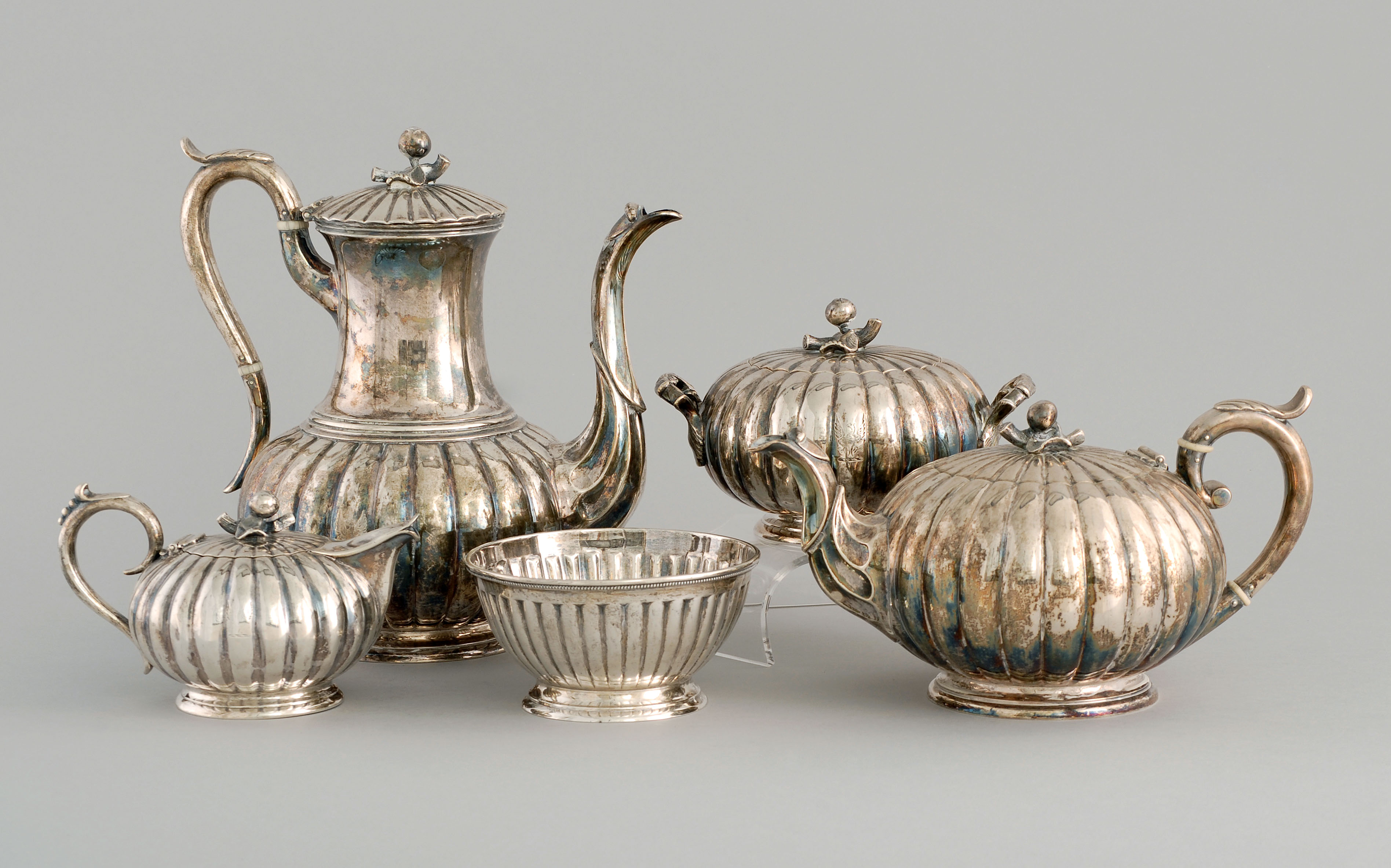 Appraisal: FIVE-PIECE STERLING SILVER TEA SET BY HADDOCK LINCOLN FOSS th