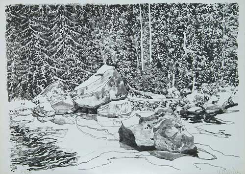 Appraisal: NEIL GAVIN WELLIVER American CEDAR WATER POOL Unframed black and