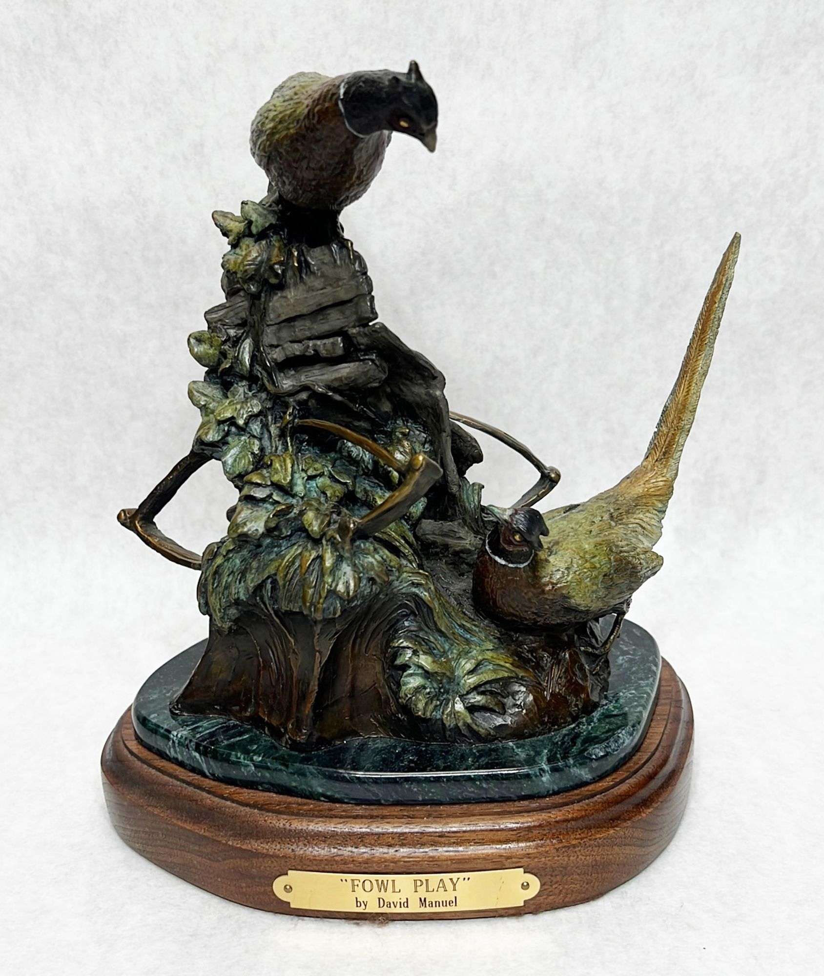 Appraisal: David Manuel Fowl Play bronze sculptureNumbered from a limited edition