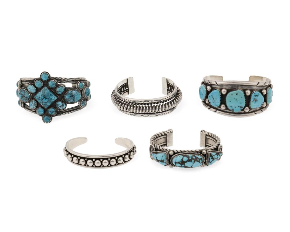 Appraisal: A group of Southwest cuff bracelets Mid- th Century or