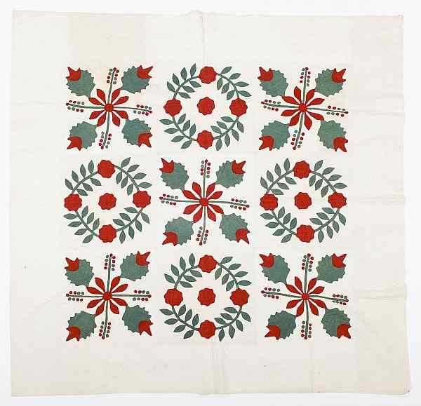 Appraisal: Pennsylvania appliqu rose variant quilt th c x