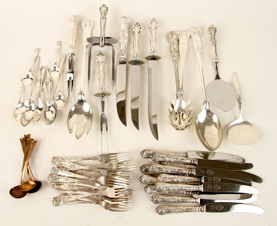 Appraisal: PC SILVERPLATE FLATWARE SERVING PIECES A collection of forty eight