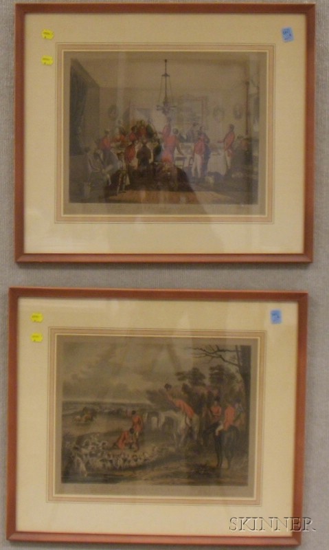 Appraisal: Pair of Framed British Hand-colored Lithograph Bachelor's Hall Hunt Prints