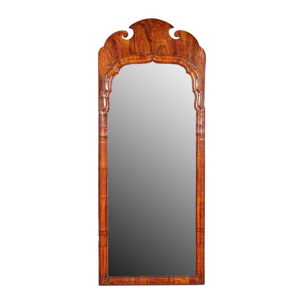 Appraisal: GEORGE I WALNUT MIRROR EARLY TH CENTURY the bevelled shaped