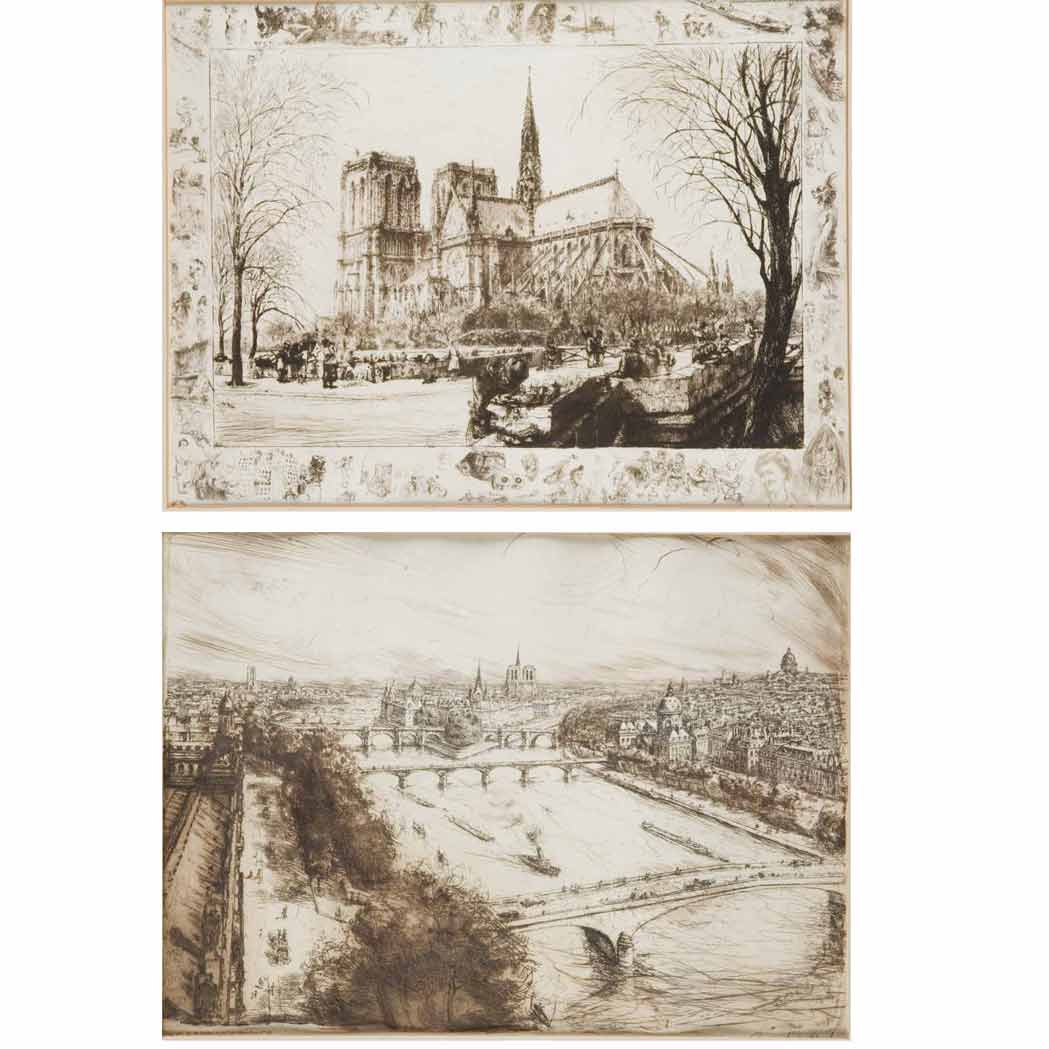 Appraisal: Jean Jules Dufour VIEWS OF PARIS Five etchings including two