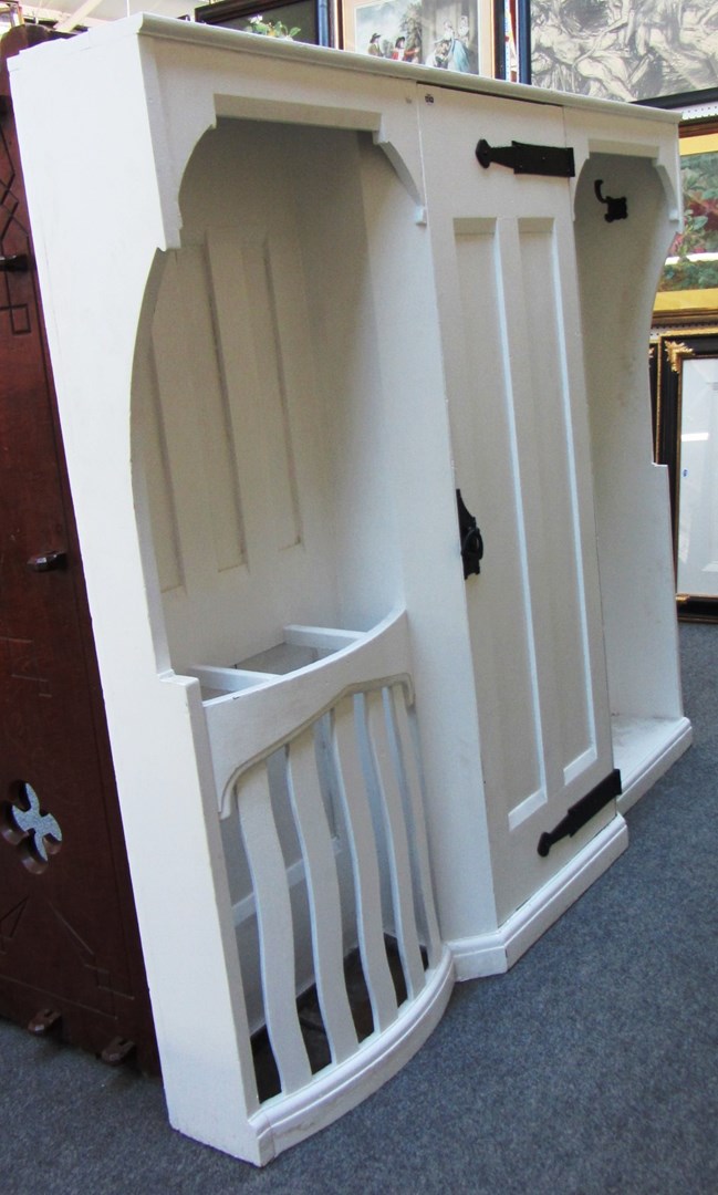 Appraisal: A later white painted Arts and Crafts oak hall stand