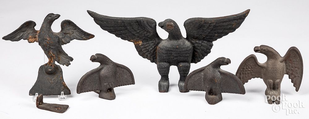 Appraisal: Two early cast iron snow eagles th c Two early