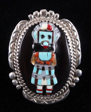 Appraisal: Zuni Signed Inlaid Sterling Kachina Ring Included in this lot