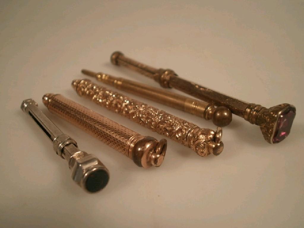 Appraisal: Five cocktail propelling pencils various condition and metals