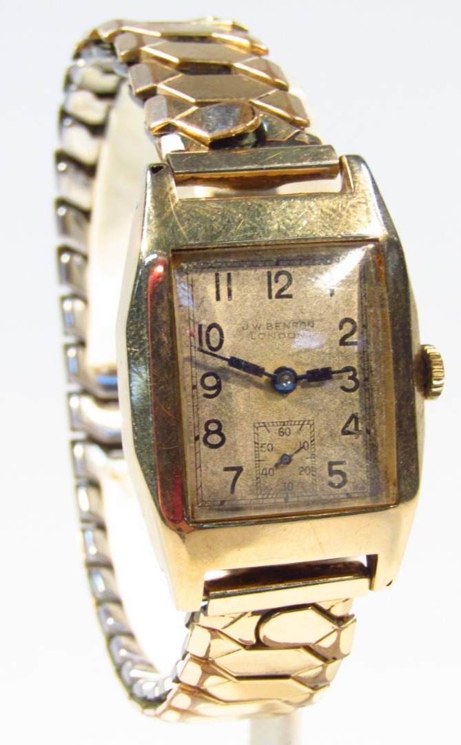 Appraisal: A gentleman's wristwatch by J W Benson the rectangular cm