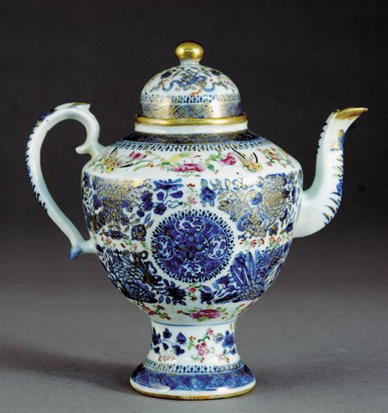 Appraisal: Chinese Export porcelain Fitzhugh-Canton clobbered coffeepot circa gilt knop on