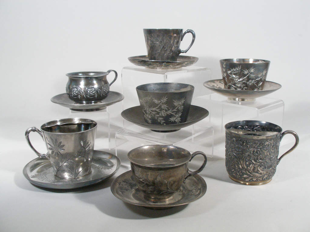 Appraisal: Group of Mustache Cups in Silver Plate late th c