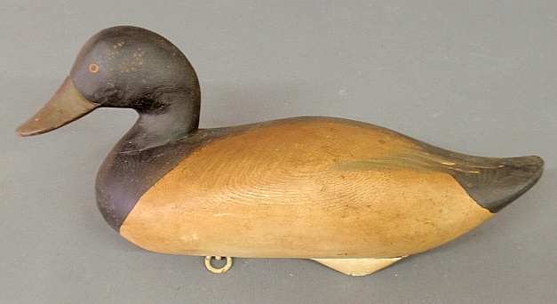 Appraisal: - Carved bluebill decoy with original paint decoration probably by