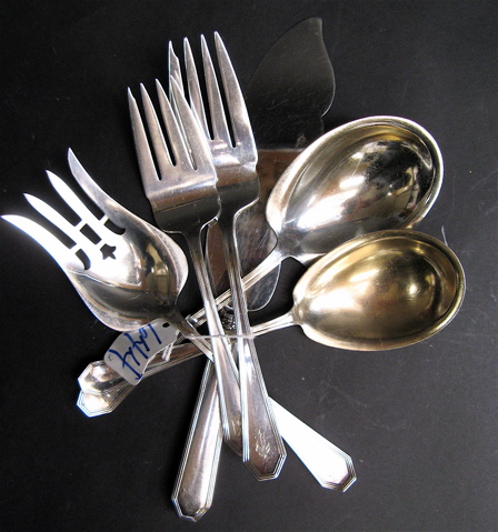 Appraisal: SIX DOMINICK HAFF STERLING SERVING FLATWARE in the Queen Anne