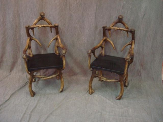 Appraisal: Pair of Horn Form Chairs Dimensions wide x deep Estimate