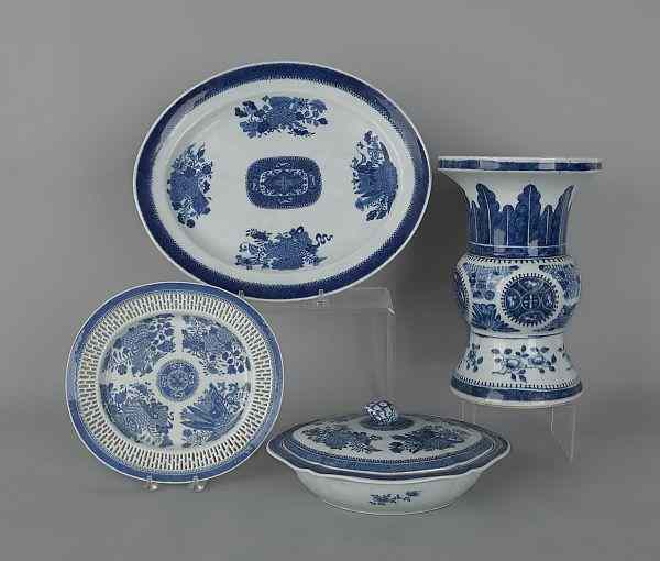 Appraisal: Group of blue Fitzhugh porcelain th c to include a