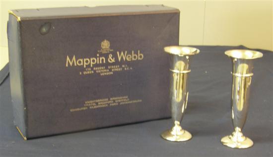 Appraisal: Pair of modern Mappin Webb silver trumpet vases Sheffield high