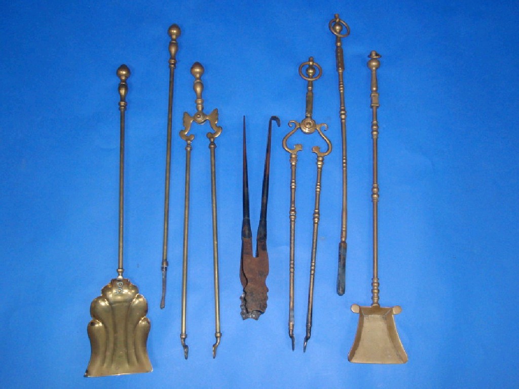 Appraisal: Miscellaneous brass fire irons