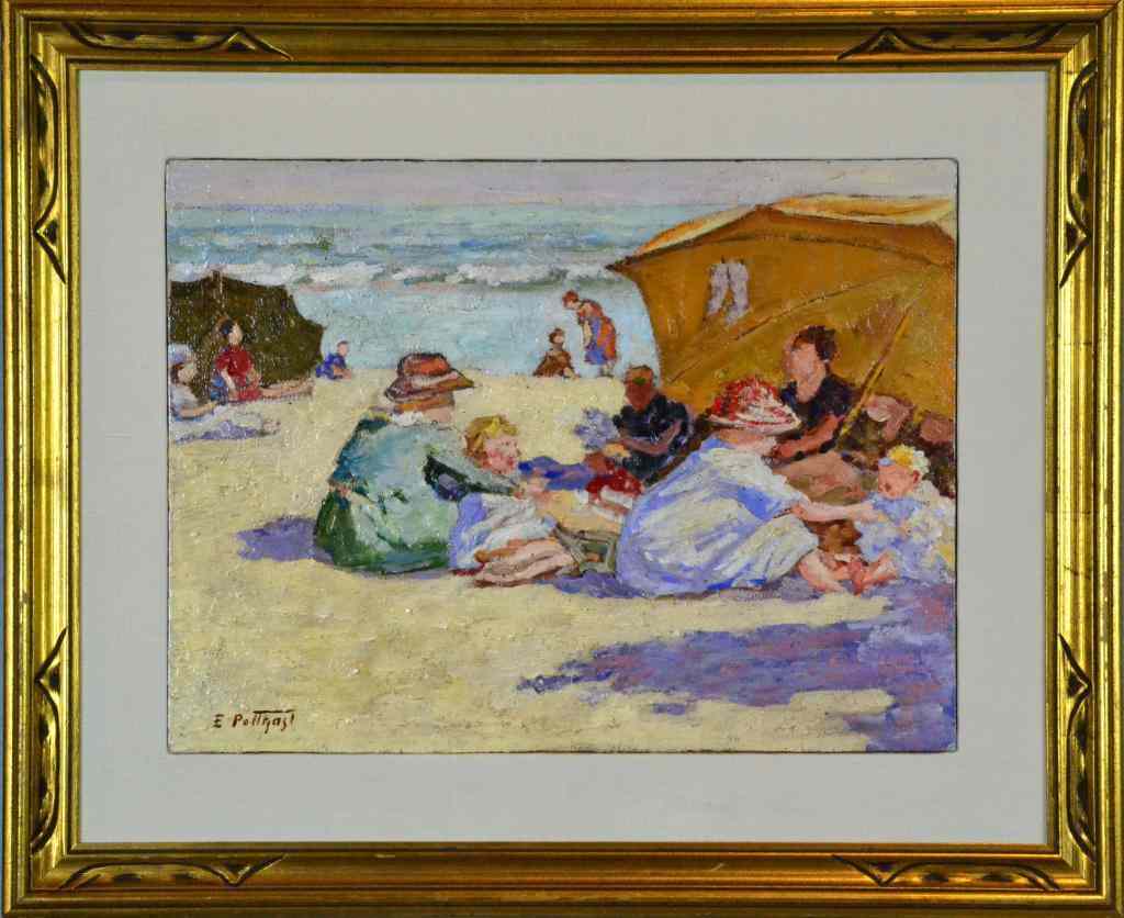 Appraisal: Edward Henry Potthast Oil Painting On BoardDepicting a beach sceen