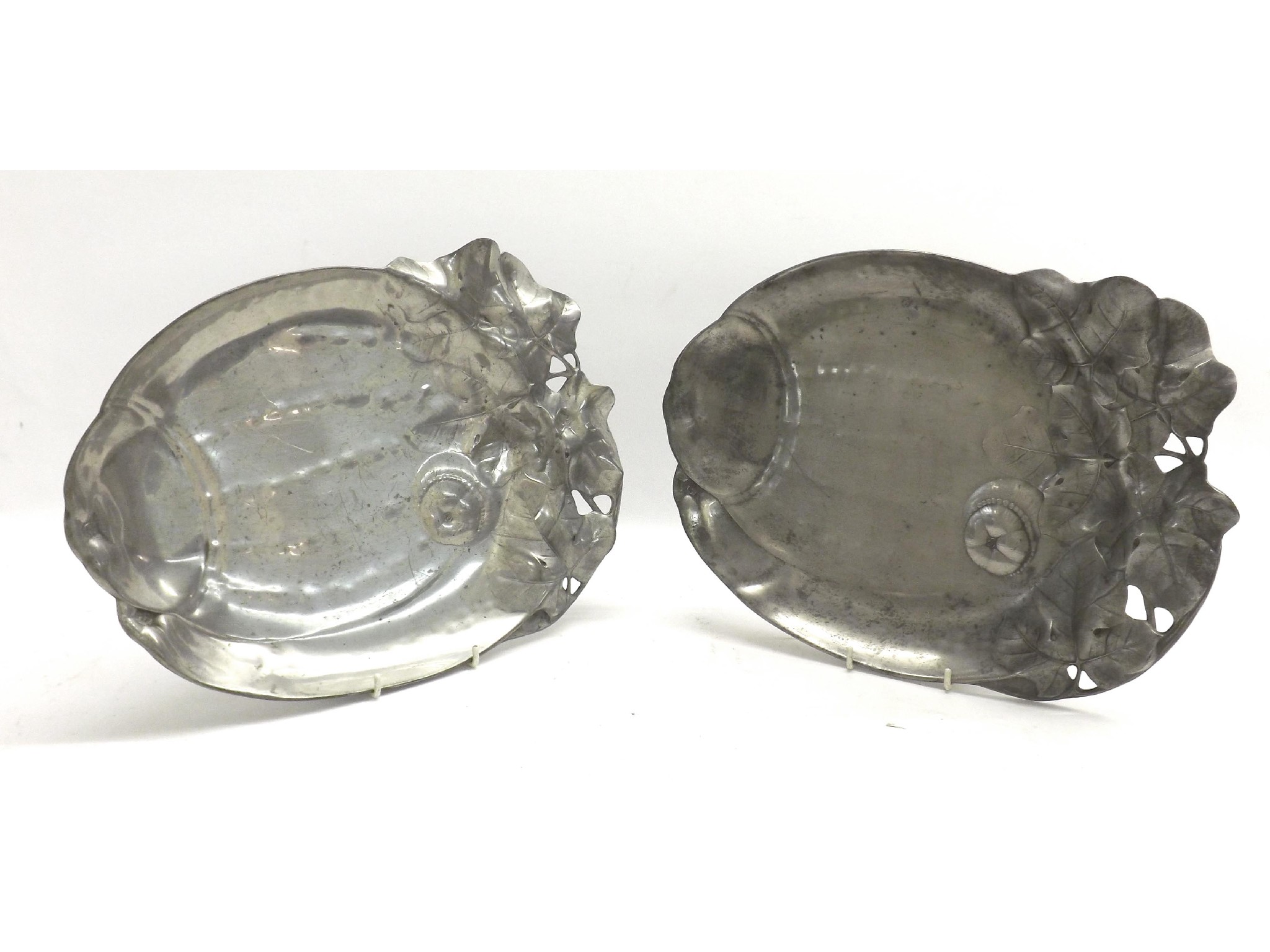 Appraisal: Pair of Kayserzinn Art Nouveau oval pewter dishes designed by