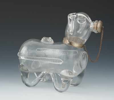 Appraisal: A Glass Dog Decanter English circa Blown clear glass in