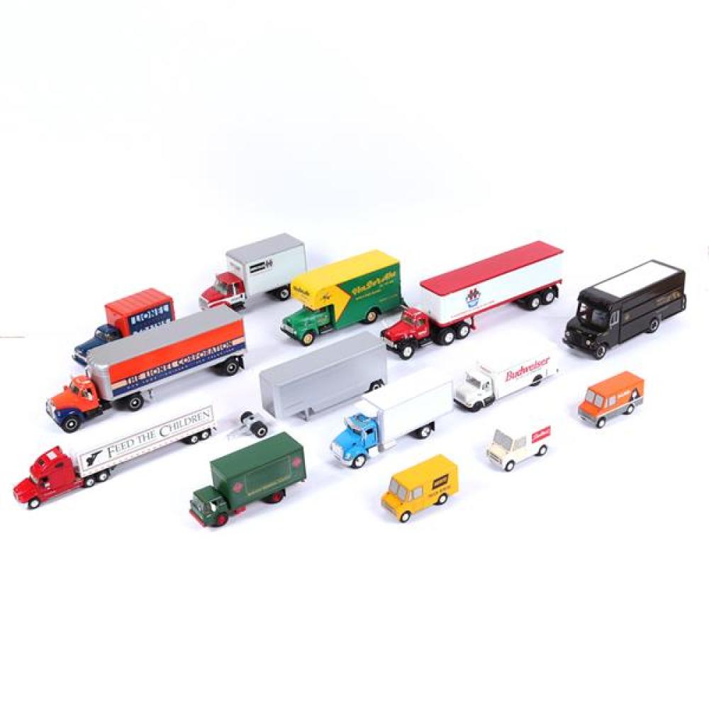 Appraisal: FOURTEEN BRANDED TOY SEMI TRUCKS BUDWEISER SEALTEST HERTZ ALLIED HERCULES