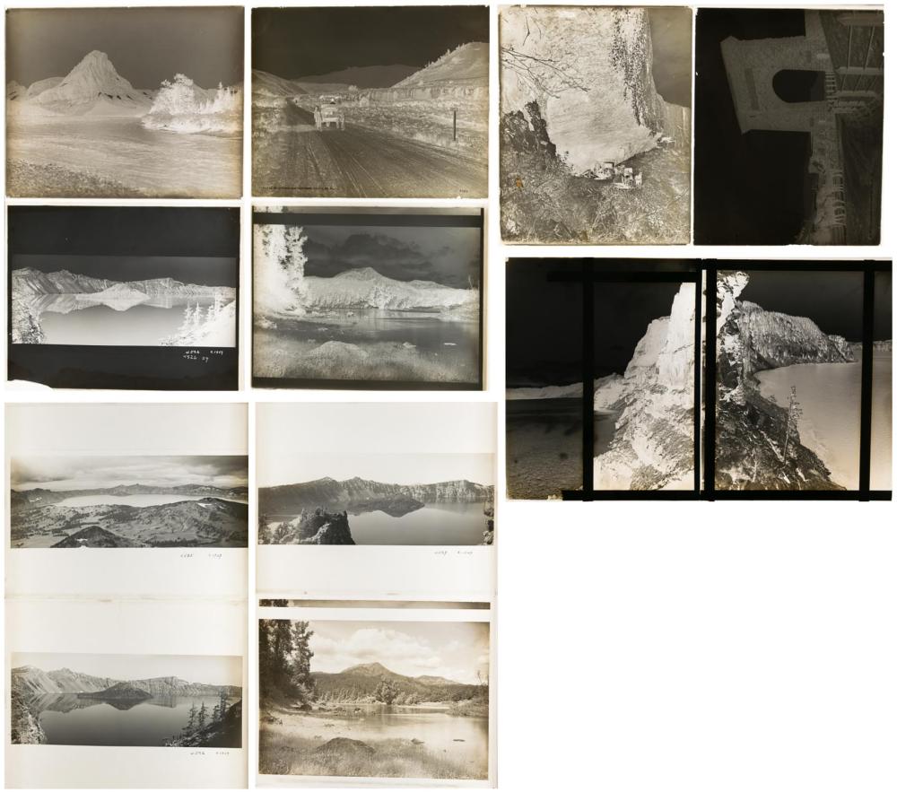 Appraisal: TWELVE PHOTOGRAPHIC GLASS NEGATIVES AND POSITIVES landscapes approximately x early