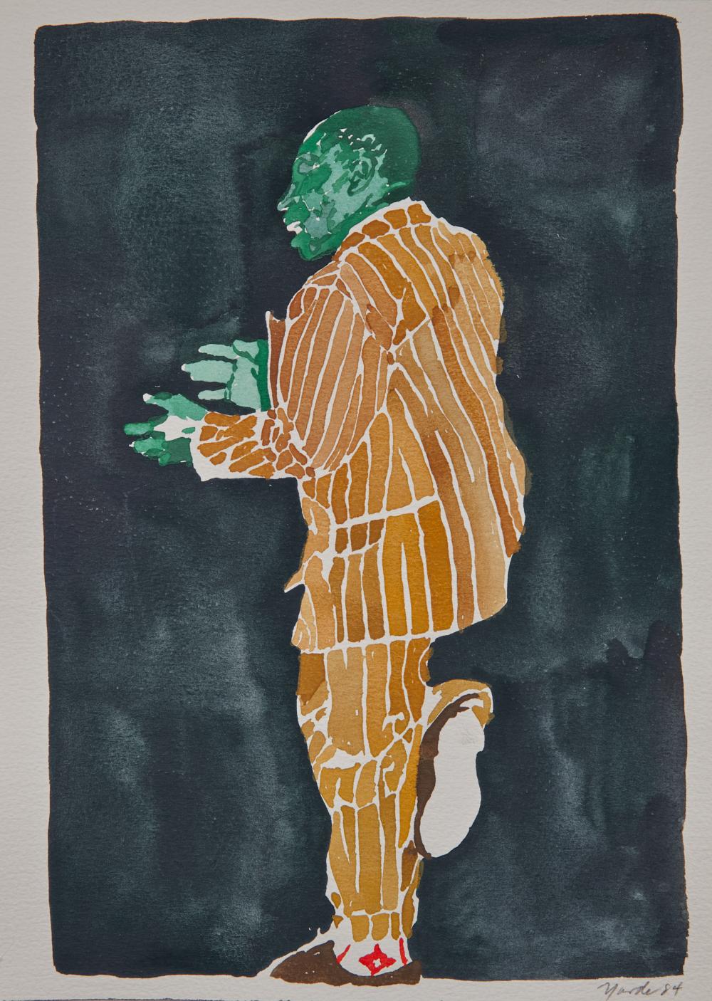 Appraisal: RICHARD YARDE American - Man in Suit Savoy Ballroom watercolor