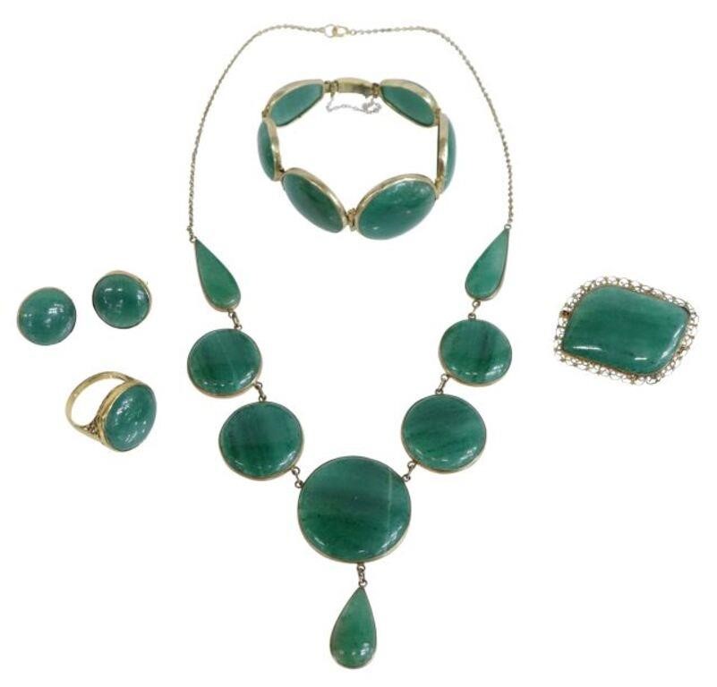 Appraisal: lot of Estate aventurine quartz parure including gold filled necklace