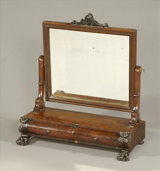 Appraisal: A William IV mahogany rectangular toilet mirror circa the swell