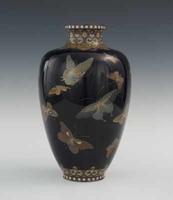 Appraisal: A Large Cloisonne Butterfly Vase With Mark of Hayashi Kodenji