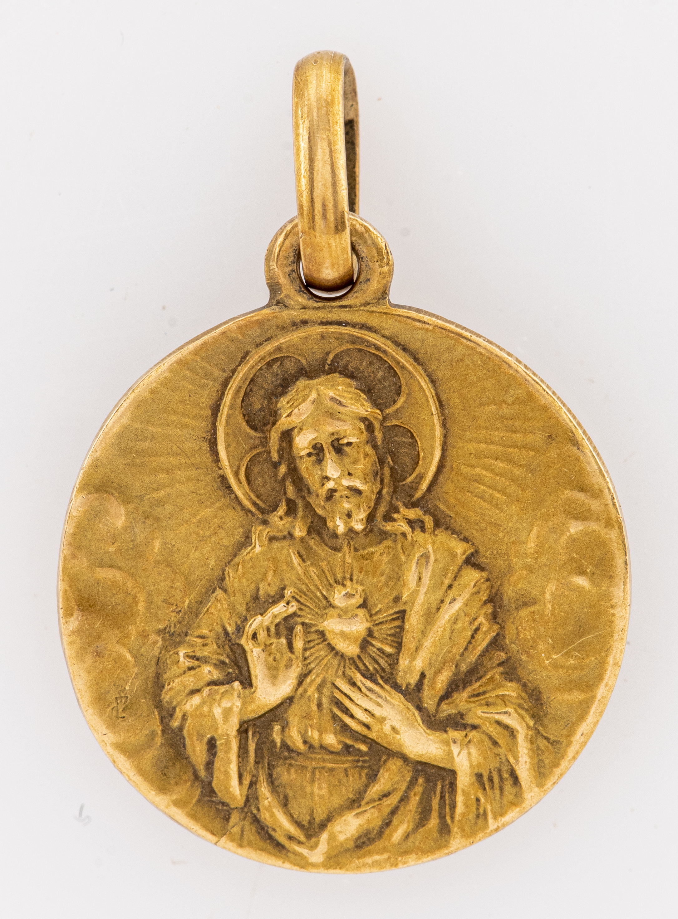 Appraisal: EDWARDIAN K YELLOW GOLD RELIGIOUS METAL PENDANT Antique Edwardian K