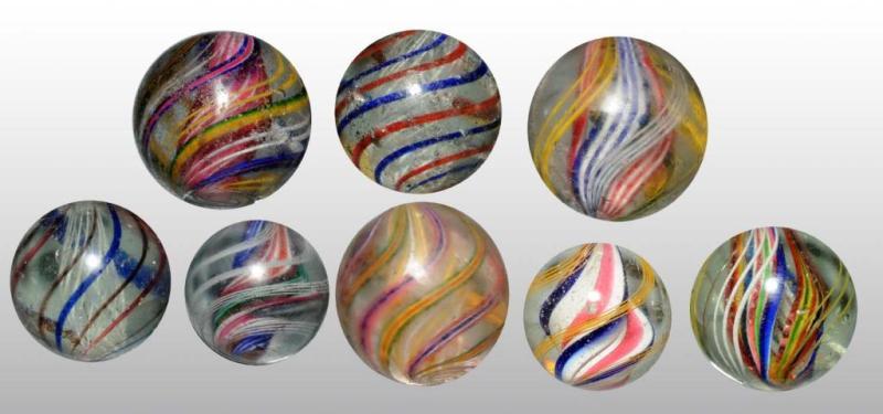 Appraisal: Lot of Handmade Marbles Description Includes three latticino swirls three