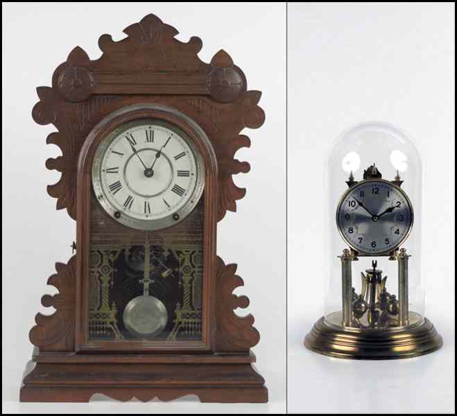 Appraisal: EASTLAKE STYLE MANTLE CLOCK Together with a German brass day