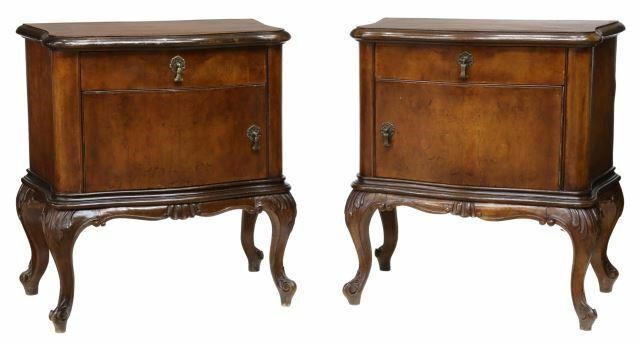 Appraisal: pair Italian Venetian walnut nightstands mid th c serpentine-front case