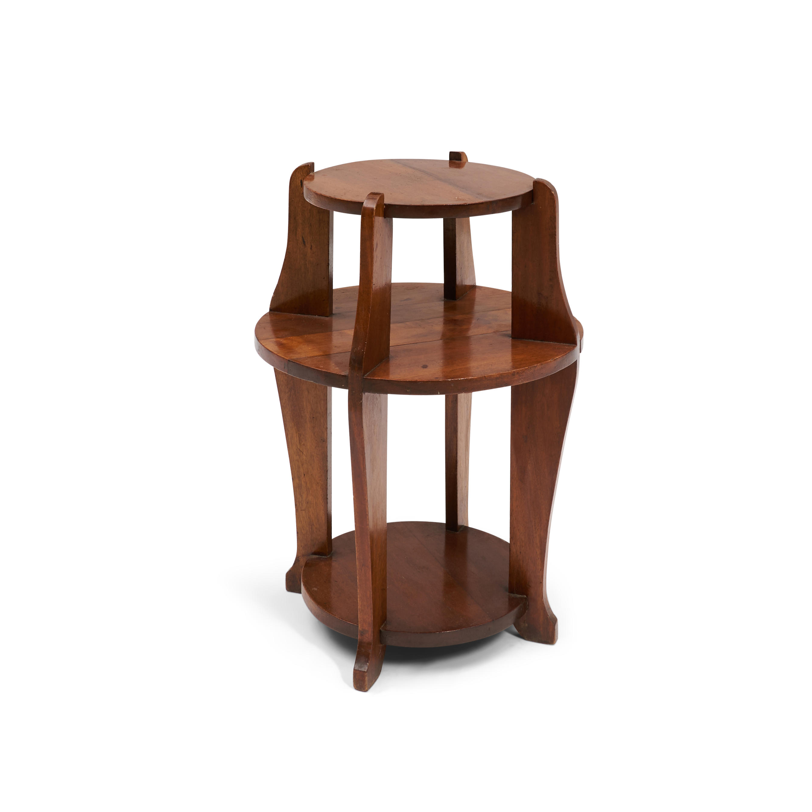 Appraisal: Modern Mahogany Circular Side Table with molded supports and three