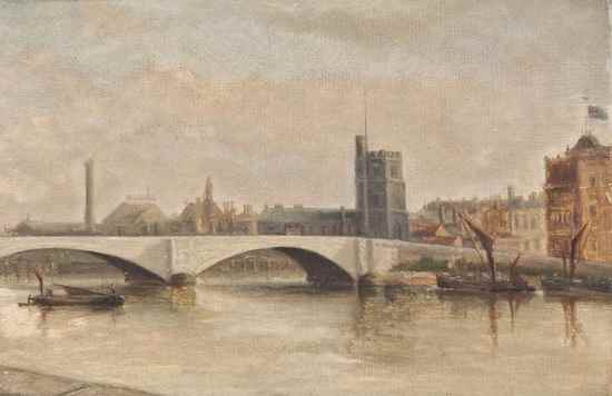 Appraisal: G Palmer fl late th century Putney Bridge oil on