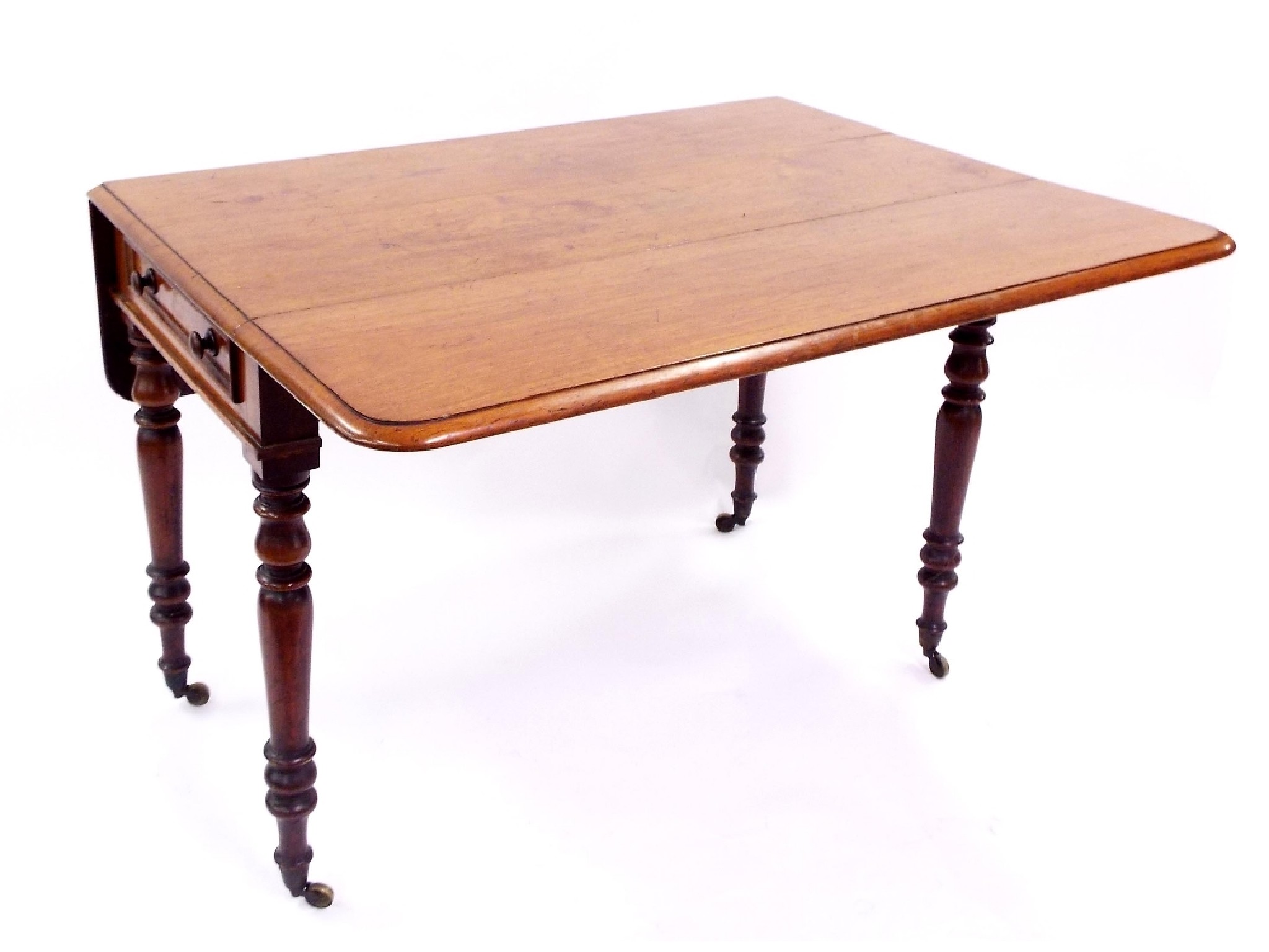 Appraisal: Victorian mahogany Pembroke table fitted with a single drawer upon