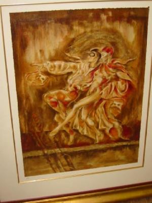 Appraisal: JOY KIRTON-SMITH Pierrot Dancers artist's proof unsigned x gilt frame