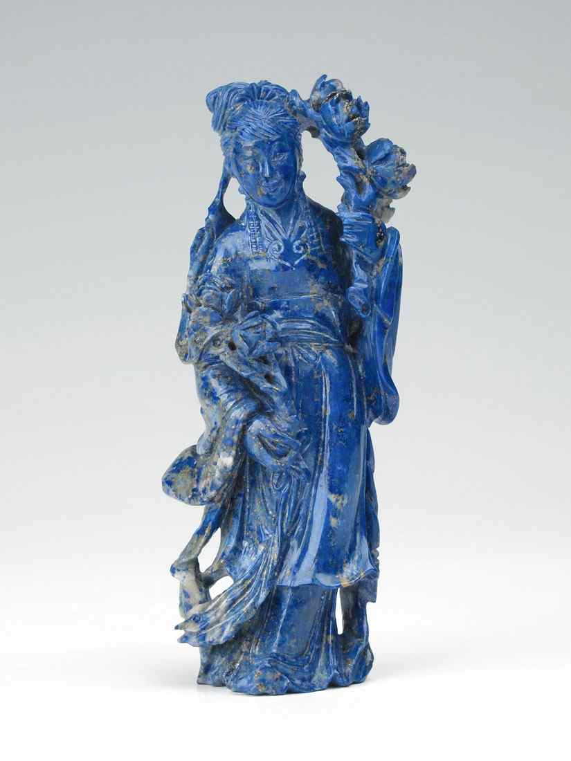 Appraisal: CARVED LAPIS LAZULI ORIENTAL FIGURE ''h