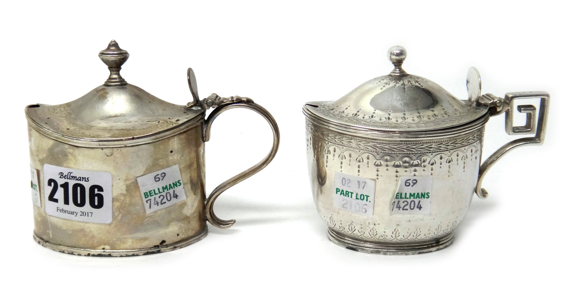 Appraisal: Silver comprising a George III oval mustard pot crest engraved