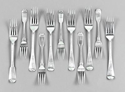 Appraisal: Eleven English silver forks Hanoverian and Old English patterns various