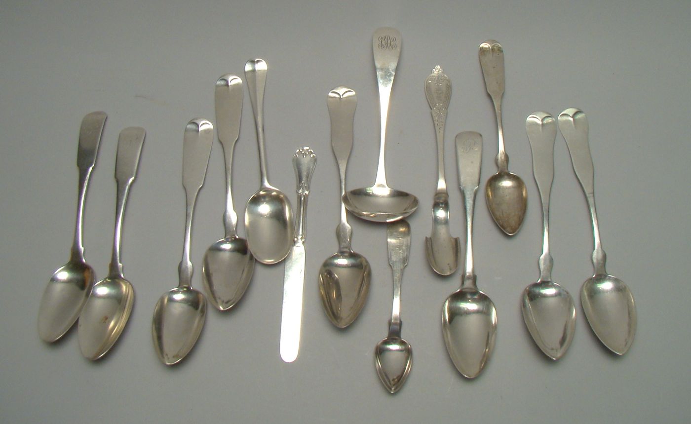 Appraisal: FIFTEEN PIECES OF AMERICAN SILVER FLATWARE By various makers including