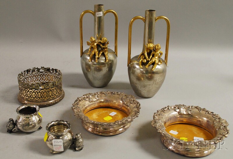 Appraisal: Group of Mostly Silver-plated Table Items a pair of Derby